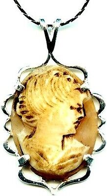 Antique Italian Sea Shell Cameo Torre Del Greco Italy Hand Carved 1850’s Silver