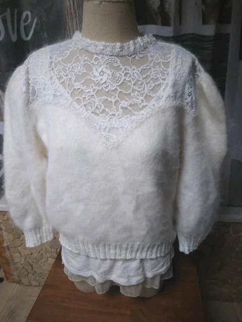 Pull En Angora Blanc 70% - Marque Rouet D'Or - Taille XL - Neuf Sans étiquettes