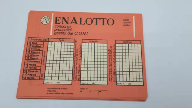 Lotto 27 schedine Enalotto.Nuove.Fior di stampa.Anni 80.Normali(23 pz) e Sistema