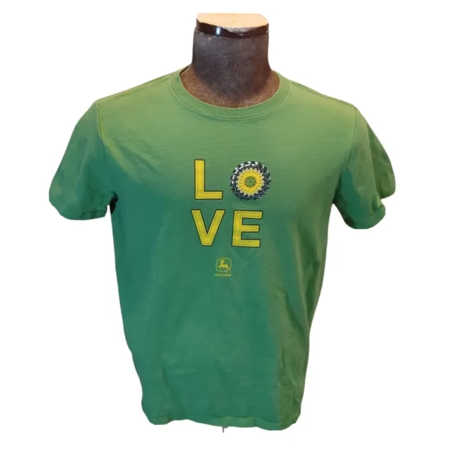 John Deere LOVE Green Short Sleeve Size Youth L (12/14) T-Shirt 21×24
