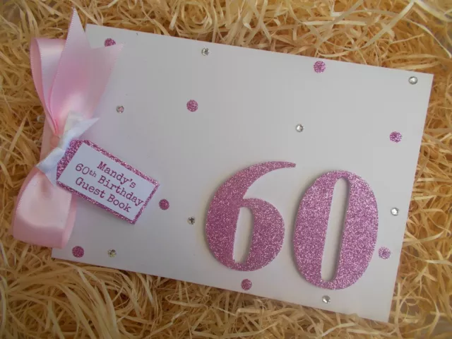 Glitter Personalised 60th Birthday Guest Book Scrapbook Memory Photo Album Gift