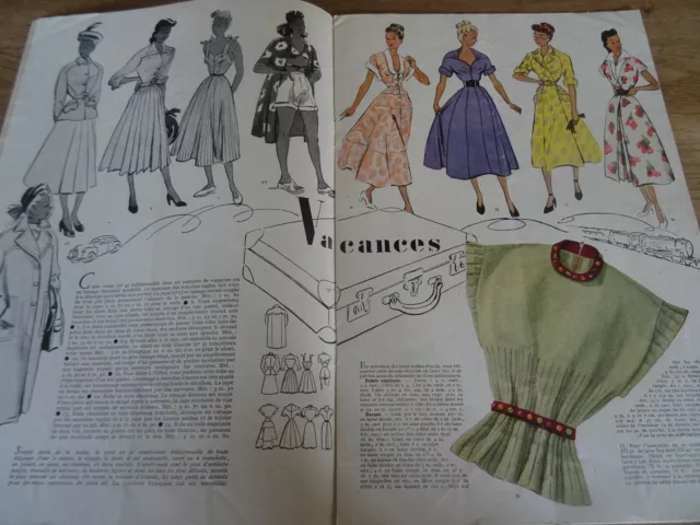 🧵👜✂👗ANCIEN MAGAZINE MODES & TRAVEAUX -Vintage French JUILLET 1948 n°571 2