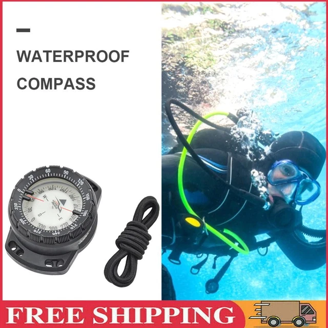 Outdoor-Camping-Kompass, wasserdicht, leuchtend, Unterwasseruhr (schwarz)