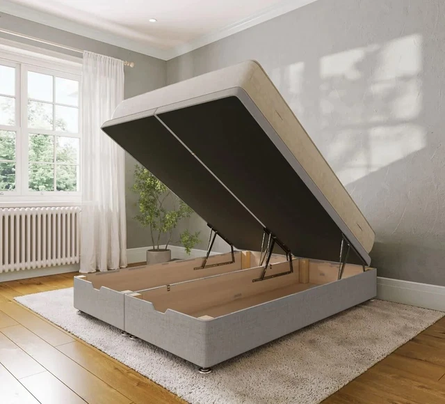 NEW OTTOMAN STORAGE Plush Velvet Upholstered Bed Frame Double & King