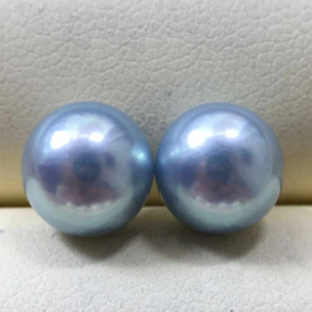 12mm Natural gray South sea round pearl 14K gold earrings Women Thanksgiving