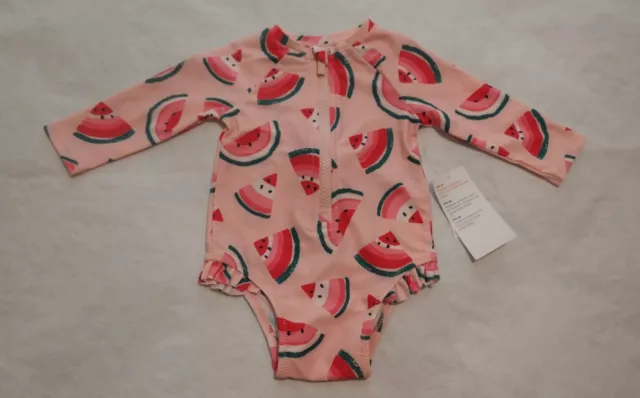 NWT Old Navy Watermelon Long Sleeve Rashguard Swimsuit 1PC 3-6 Months Baby Girl