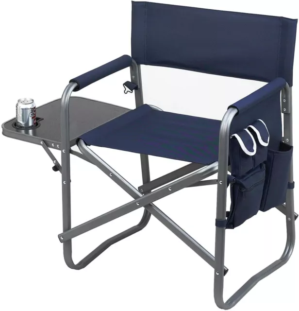 (D) Sillas de camping portátiles para silla plegable con mesa y enfriador extraíble (azul)