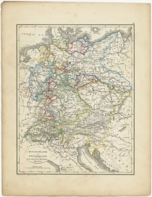 Antique Map of Germany and Switzerland by Petri (1852)