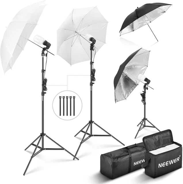 Kit Illuminazione Studio Fotografico DynaSun W988S - Cavalletto, Ombrello, Portalampada Per Flash