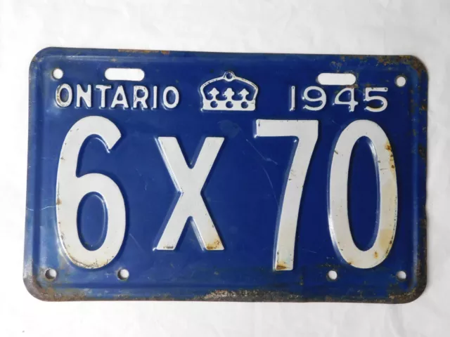 Ontario License Plate 1945 Vintage Canada Classic Car Collector Shop Sign 6 X 70