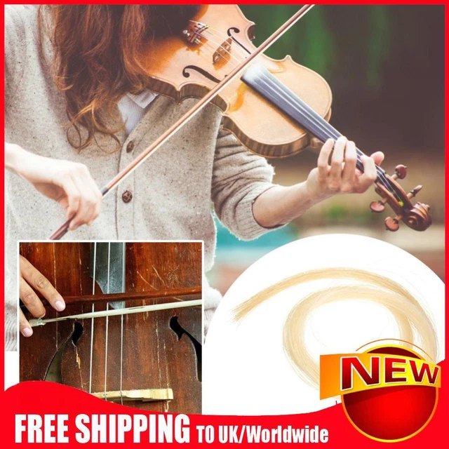 2 Hank Universal Yellow+White Stallion Horse Hair for Violin Bow Instrument Part