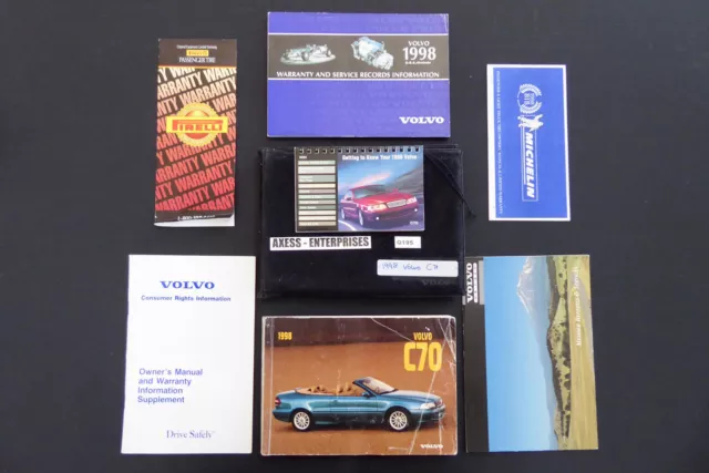1998 Volvo C 70 C70 Convertible Owners Manuals Owner Books + Case (7 Piece Set)