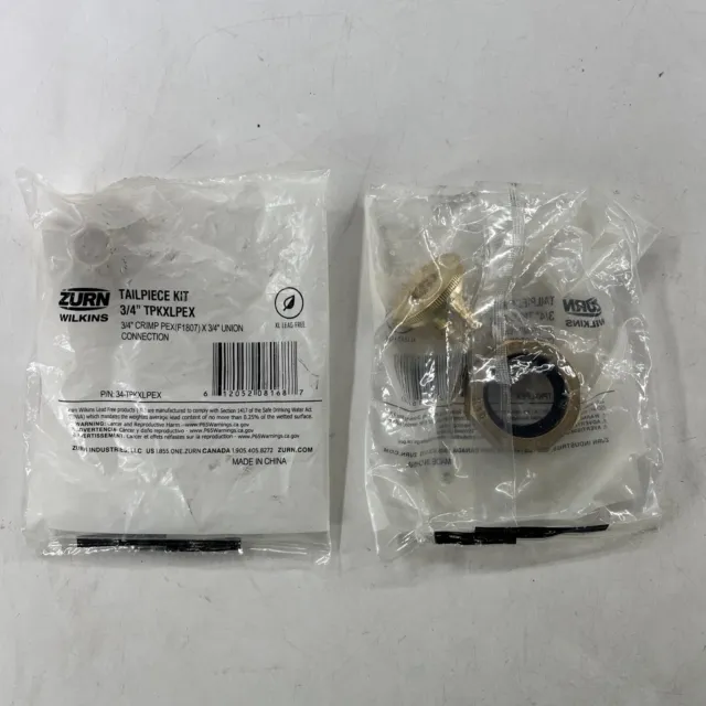(2 Pack) Zurn 34-TPKXLPEX 3/4" Crimp PEX x 3/4 Union Connection Tail Piece Kits