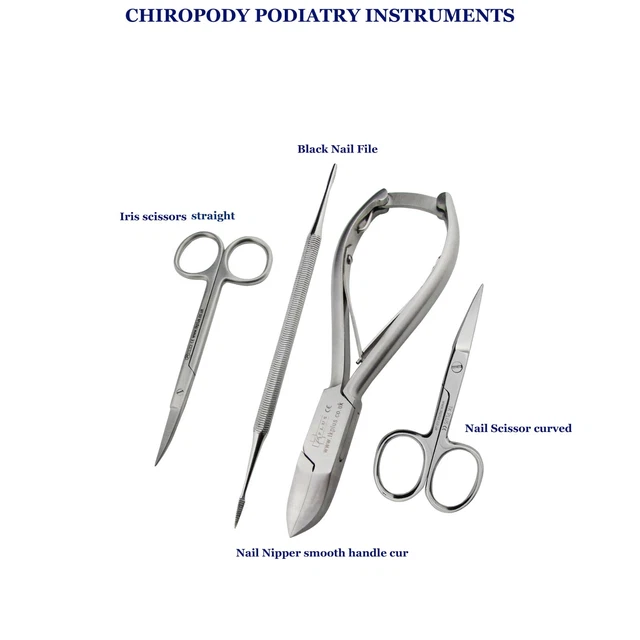 Chiropody Instruments Kit Toenail Nippers Black Nail File Iris Scissor