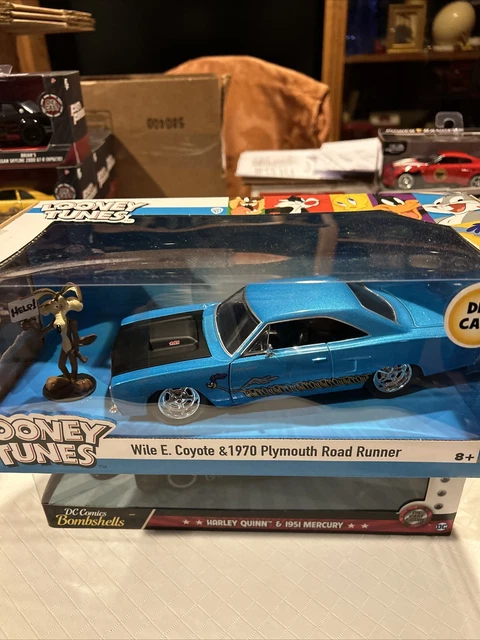 Voiture Miniature Jada Toys 1/24 - Plymouth Road Runner 1970 Avec Figurine Wile E. Coyote