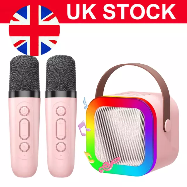 Portable Karaoke Machine Kids with 2 Wireless Microphone, Bluetooth Speaker