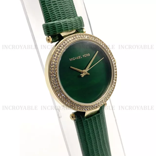 Neuf Michael Kors MK2592 Parker Mini Cristal Vert Bande en Cuir Montre Femme