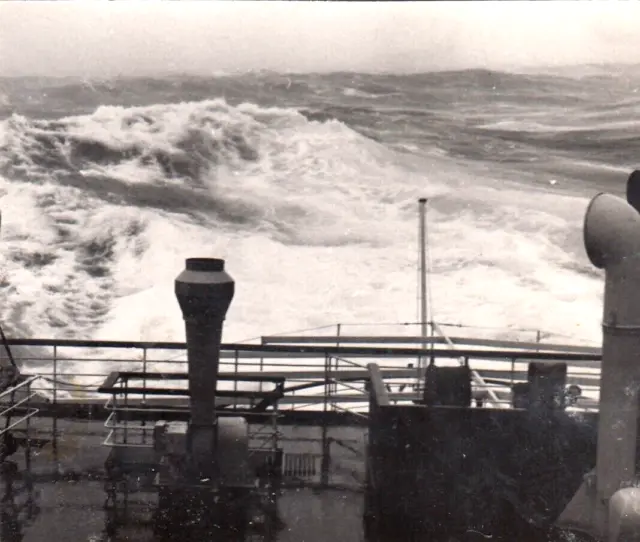 VTG Original Photo Nov 1936 MS Batory Deck Polish Ship Snapshot Atlantic Ocean