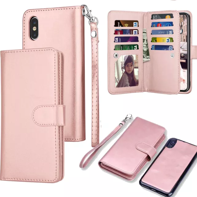Leather Removable Wallet Magnetic Flip Card Case Cover For Samsung S9+Plus Note9
