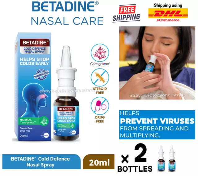 BETADINE Adulte Cold Defense Spray Nasal Adulte LIVRAISON GRATUITE 20ml x 2...