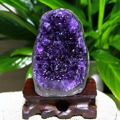 Amethyst Crystal Geode Uruguayan Purple Free Standing Quartz Gift+Bracket 1PC 2