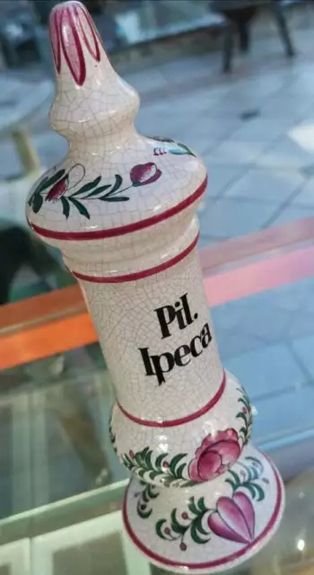 Apotheker -  wunderschönes, handbemaltes Gefäß für PIL. IPECA aus Keramik