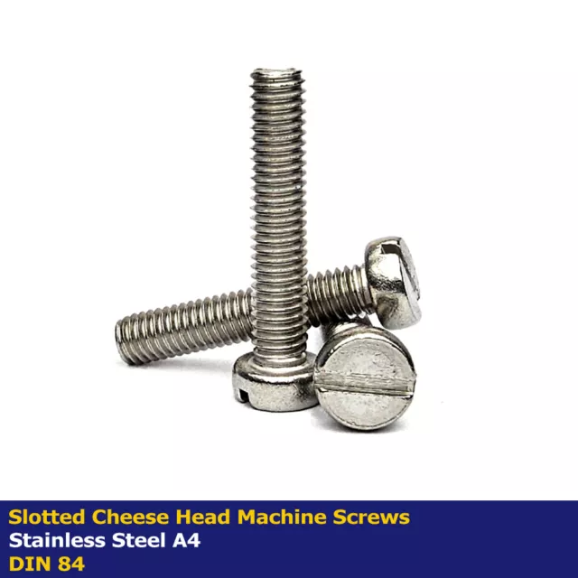 SLOTTED CHEESE HEAD MACHINE SCREWS STAINLESS STEEL A4 (DIN 84) M3 - 3mm