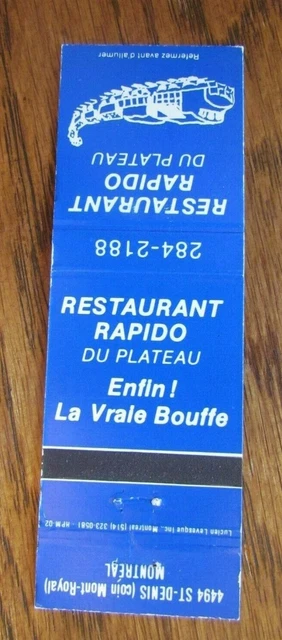 Train On Matchbook Matchcover: Rapido Restaurant (Montreal, Quebec) -E25 2
