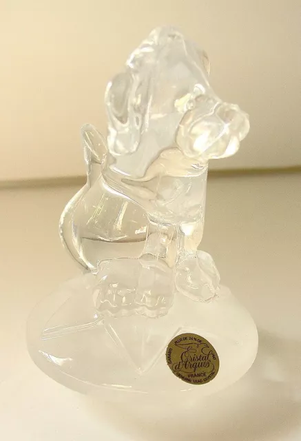 Beautiful French Cristal d'Arques Crystal Circus Lion on Frosted Base NEW NIB