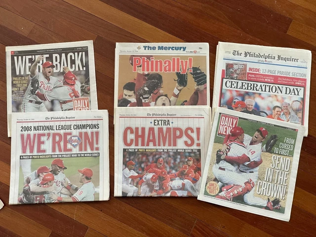 Lot of 16 PHILLIES Headline Newspapers 2007-2010 World Series Champs Halladay