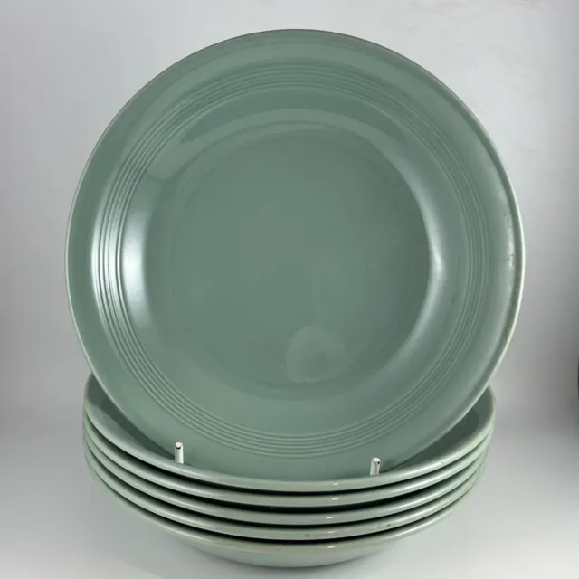 Vintage Wood's Ware Beryl Green Large Soup Bowls Set Of 6 WW2 Utility Ware 19cm