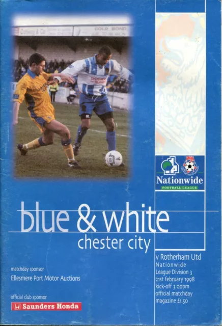 Chester City v Rotherham United 21/02/98 Division 3