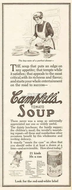 1912 Campbell's Tomato Soup Key-Note of a Perfect Dinner Camden NJ Kitchen Ad