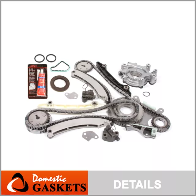 04-12 Dodge Ram Durango Dakota Jeep 3.7L Timing Chain Oil Pump Kit+Cover Gasket