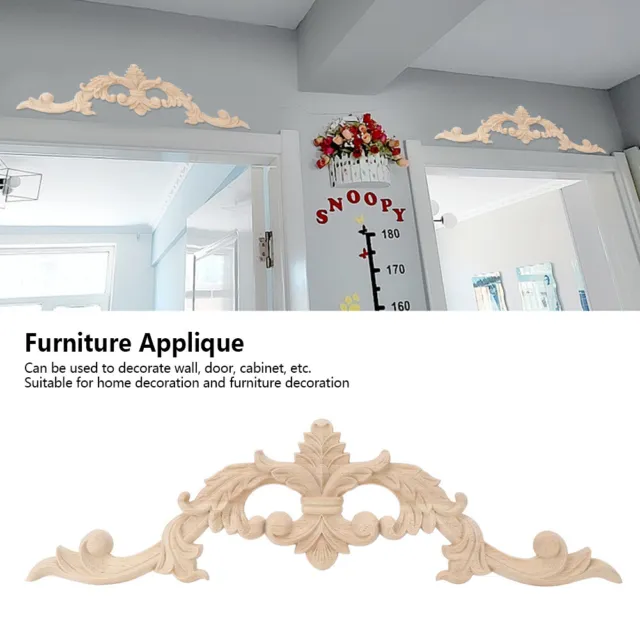 2Pcs European Style Household Wood Long Carving Applique Home Furniture Dec