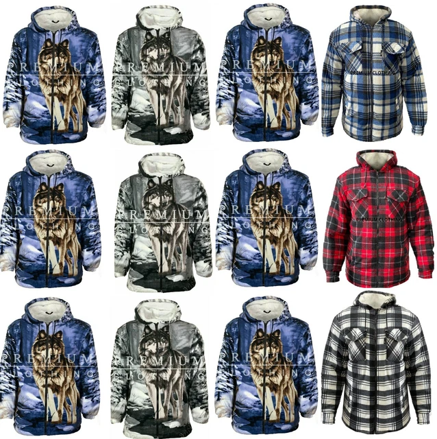 Mens Womens Hooded Fur Sherpa Fleece LUMBER Jacket Thermal EXTRA Thick Warm JBC9