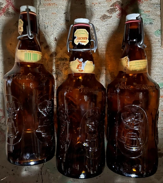 Fischer Beer Bottles SET OF 4 Empty Vintage