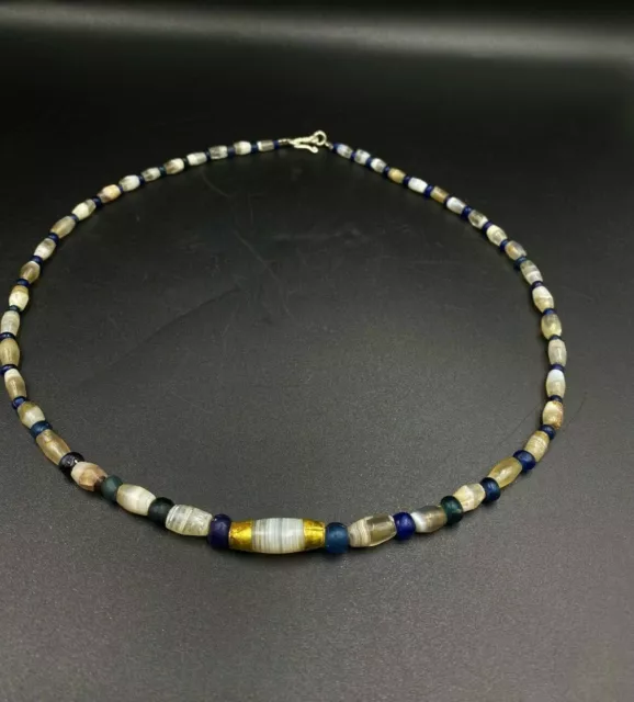 Old Ancient Antique Old Banded Agate Beads Necklace