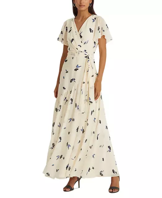 Lauren Ralph Lauren Floral Crinkled Georgette Gown 3A 2110