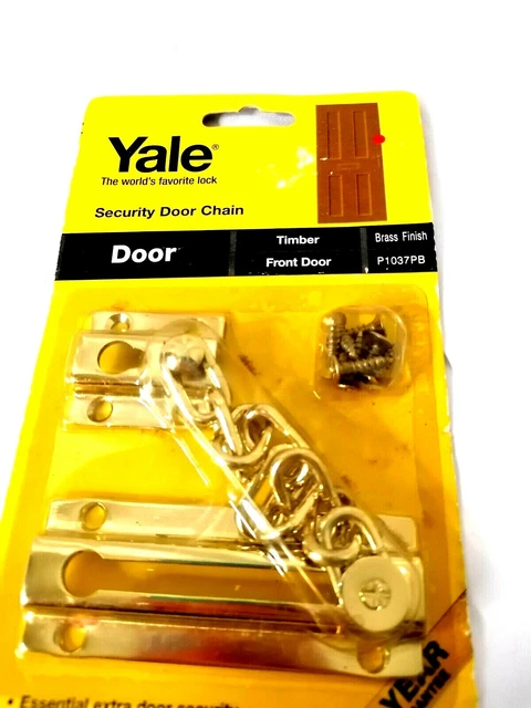 YALE DOOR CHAIN ID CALLER Restrictor Latch Bolt Slide Guard Brass Finish