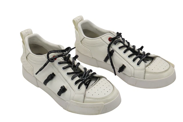 Baskets Dolce & Gabbana Homme - Modèle Miami, Cuir Et Nylon, Beige, Taille Variable, Neuves Avec Boîte
