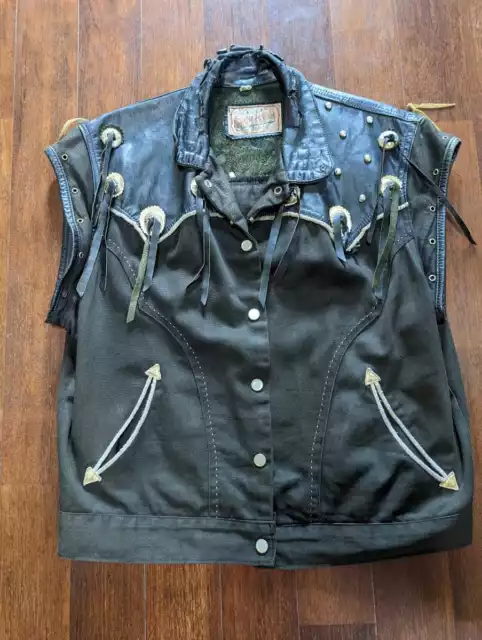 Vintage 1980s Johosons. La Rocka Mex Tex Rockabilly Western Vest Mens Black Rare