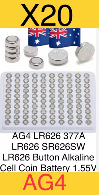 20pcs AG4 LR626 377A LR626 SR626SW LR626 Button Alkaline Cell Coin Battery 1.55V