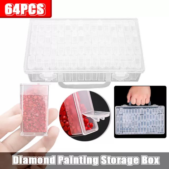 2 Pack Diamond Painting Storage Containers, 120 Grids Beads Organizer Box  with Label Stickers, Plastic 5D Embroidery Accessories Storage Case Jars  for DIY, Art, Craft, Rhinestone, and Seed Beads