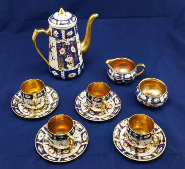 Carlton Ware Coffee Set Carlton China Imari Royal Blue and Gold Highlights