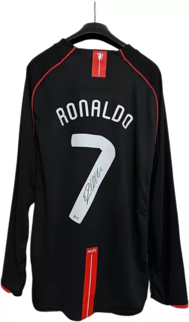 Black Jersey CRISTIANO RONALDO Manchester United Hand Signed BECKETT COA