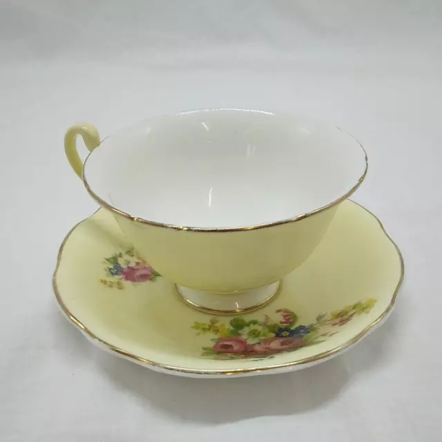 Vintage, Bone China, "Foley" Yellow Floral Cabinet/Tea Cup & Saucer, England