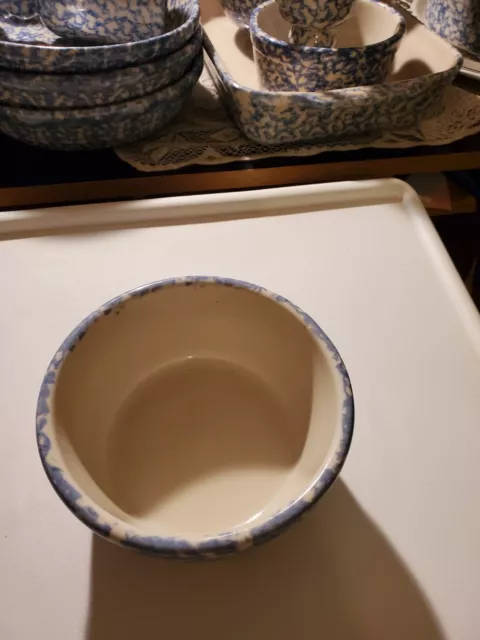Roseville Pottery Blue Spongeware 5" Bowl  Workshops of Gerald E Henn excellent