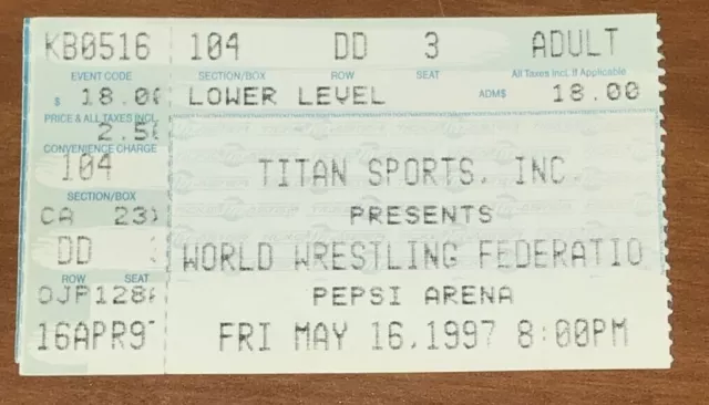 Titan Wwe Wwf Live Event Pepsi Arena 5/16/97 Ticket Stub Rocky Maivia Early Rock