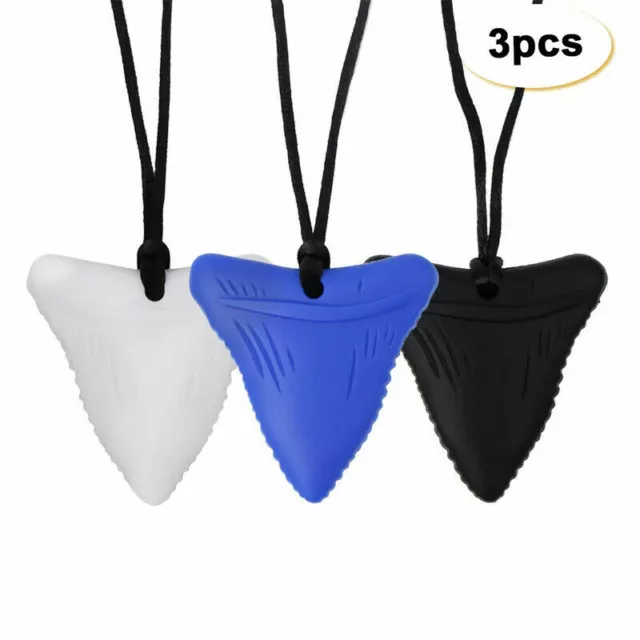 3PCS Shark Tooth Sensory Chew Necklace for Kids Teething Toy Autism Teether UK